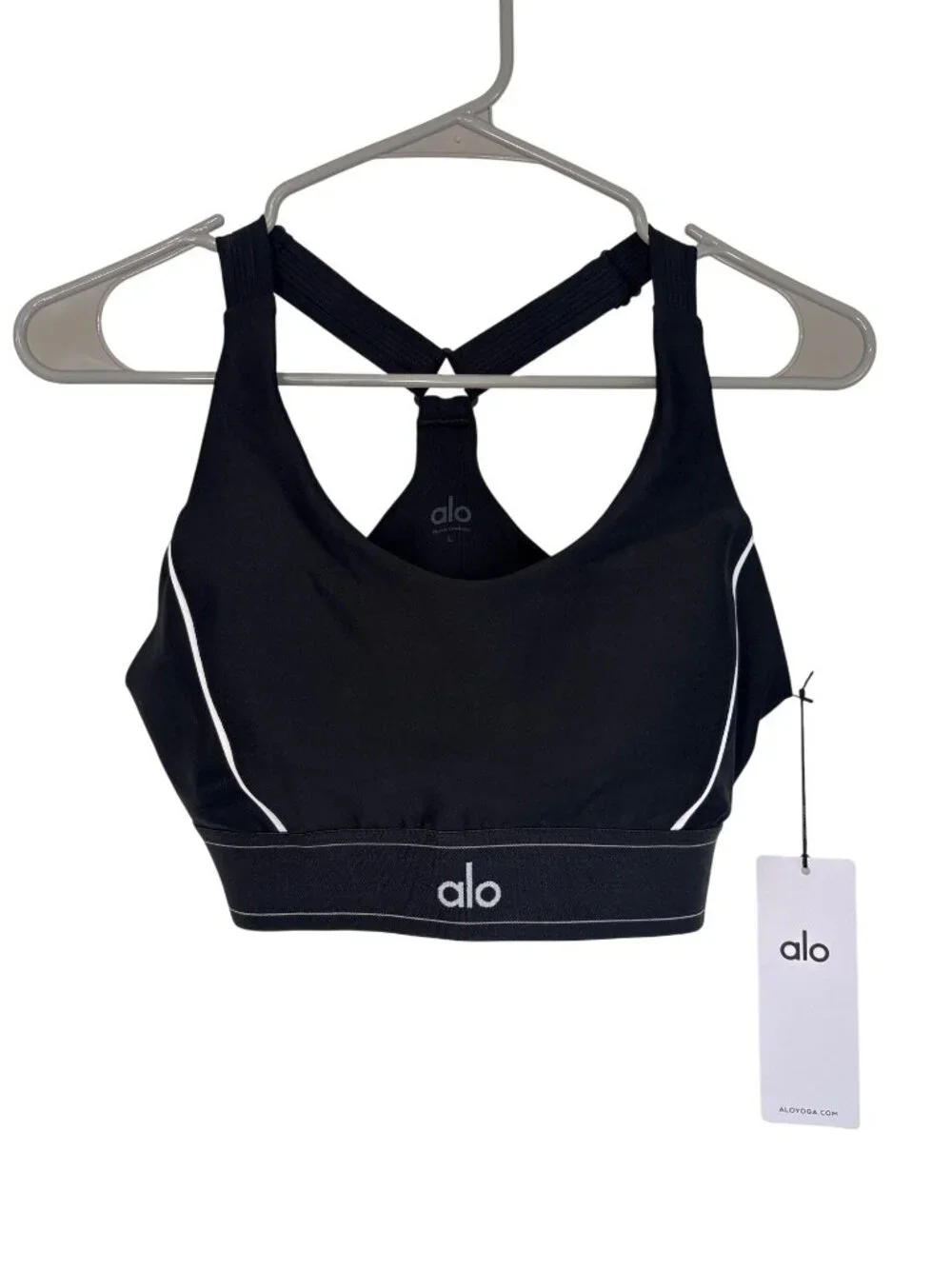 Alo Yoga Suit Up Bra in Black Large New Womens Cropped Tank Top